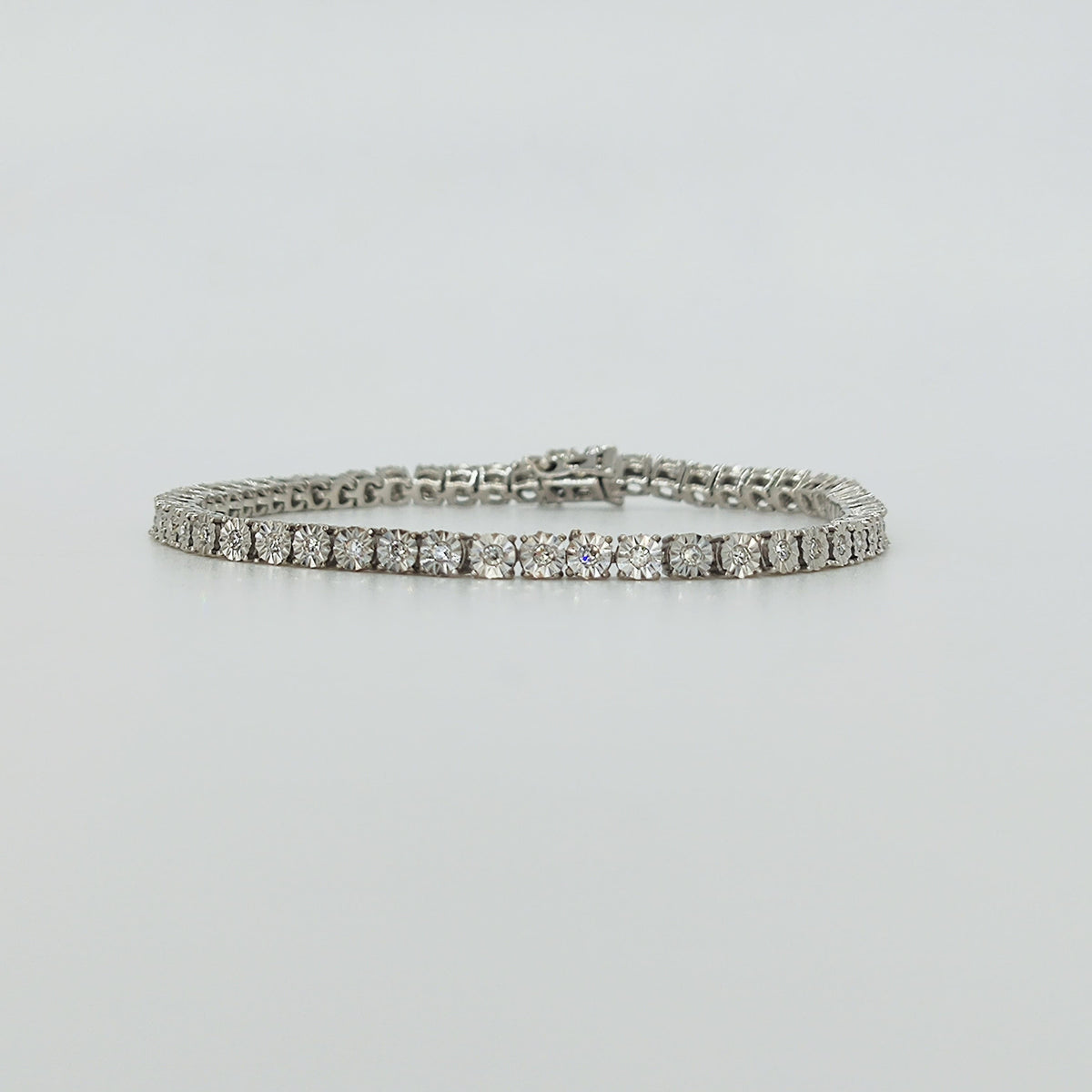 Pulsera Plata Rodinada Y Diamantes