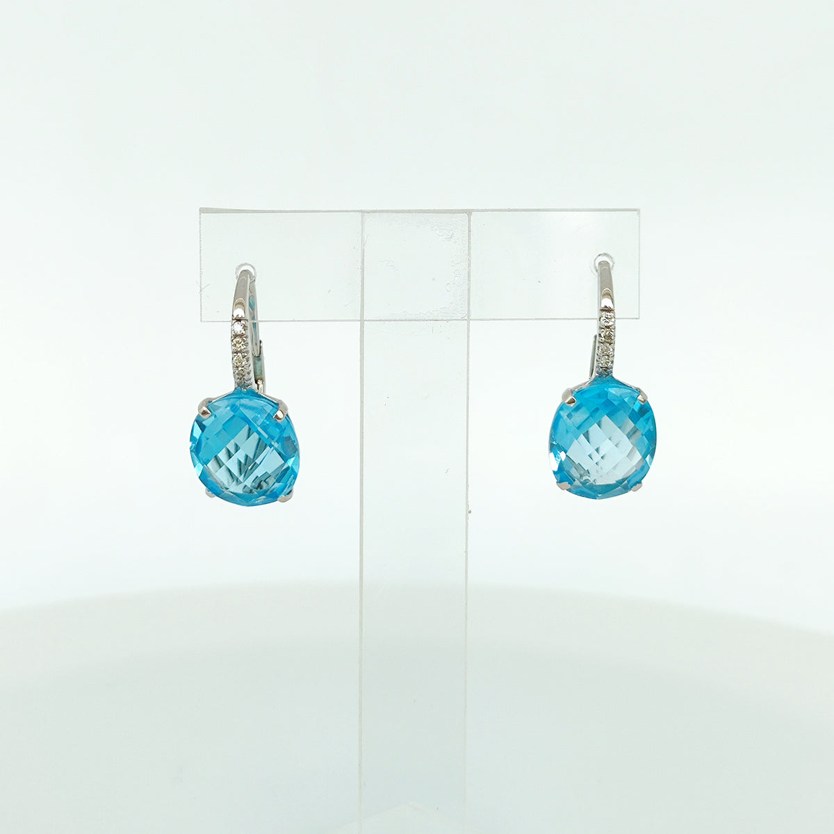 Aros Largos Topacio Oval Y Diamantes