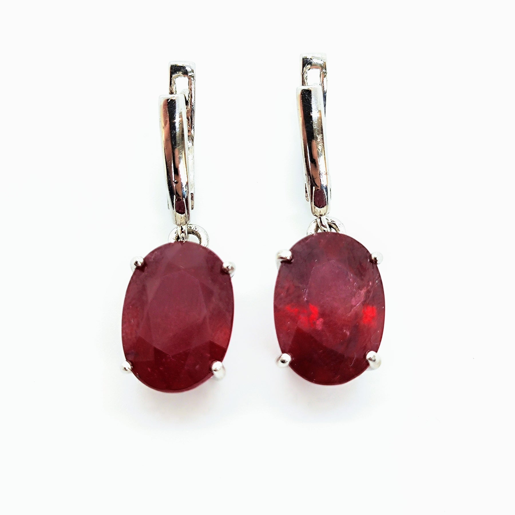 Aros Plata Rodinada Rubí Oval