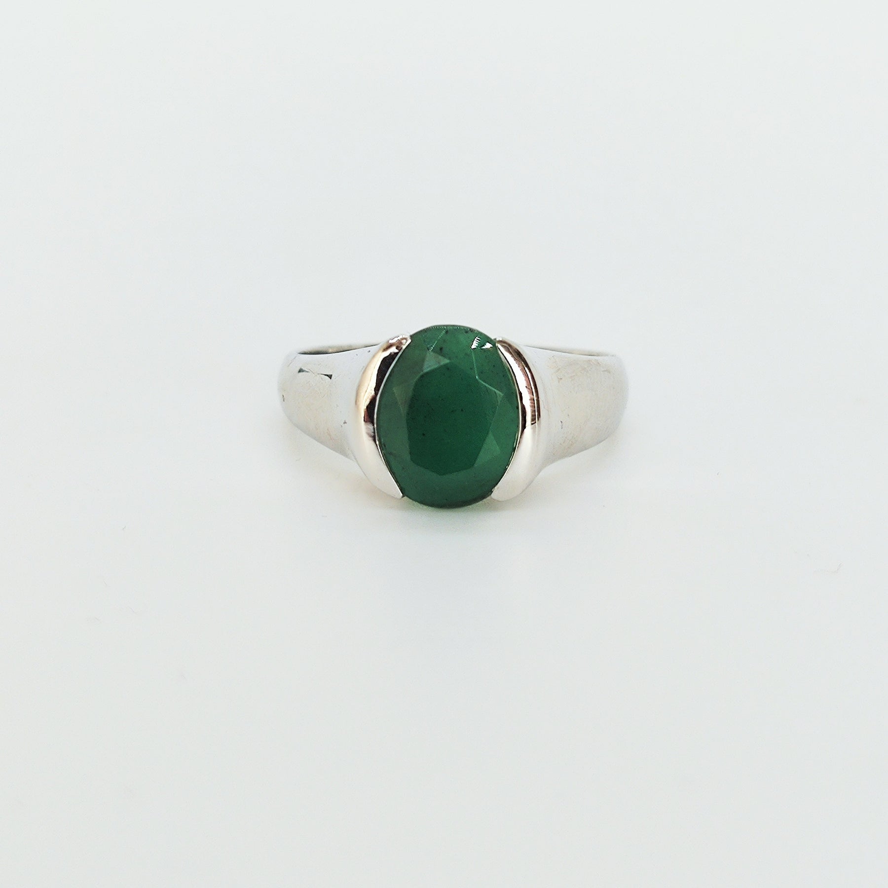Anillo Moderno Plata Rodinada Esmeralda