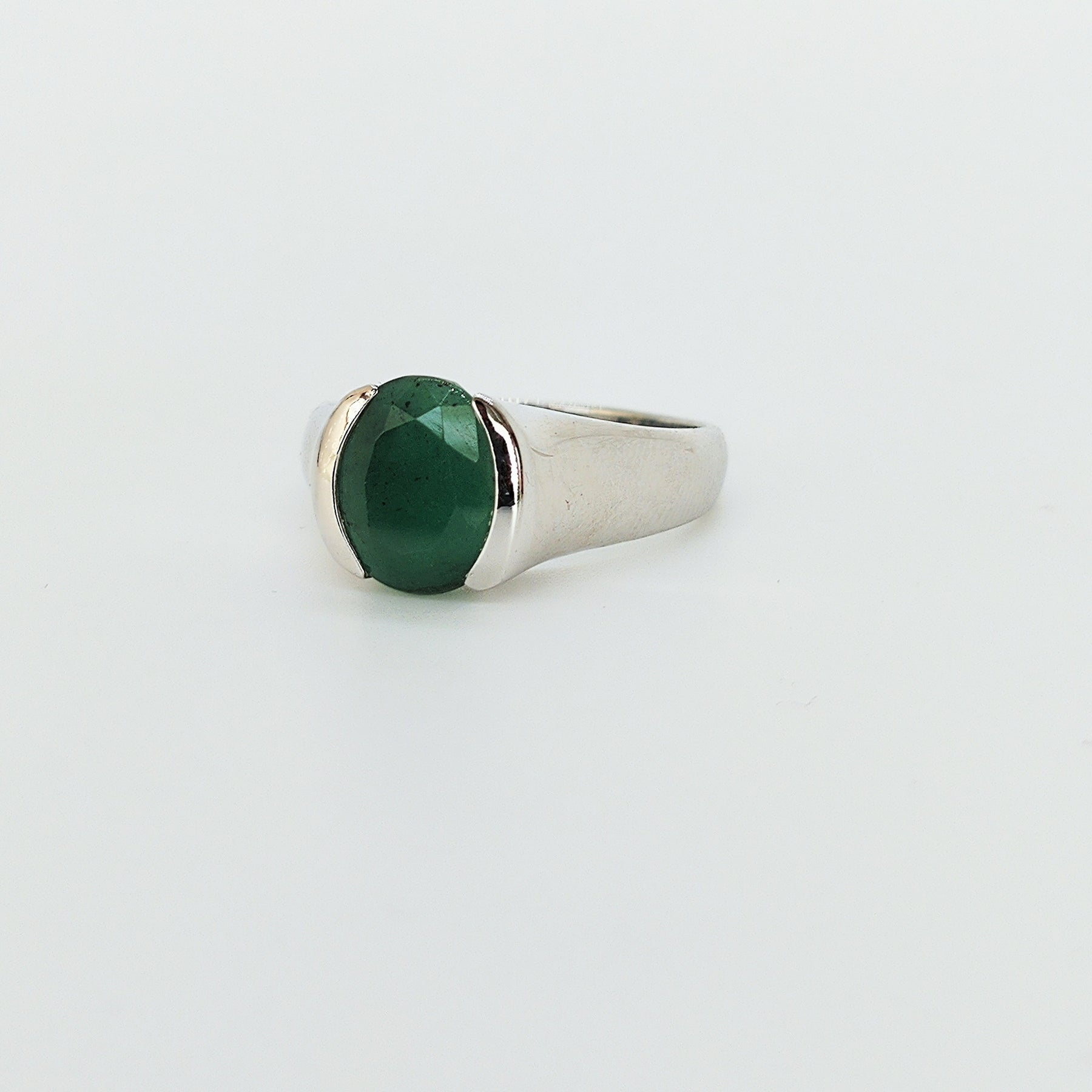 Anillo Moderno Plata Rodinada Esmeralda