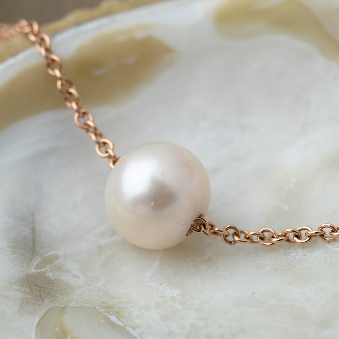 Collar Perla Cultivada Oro Rosado