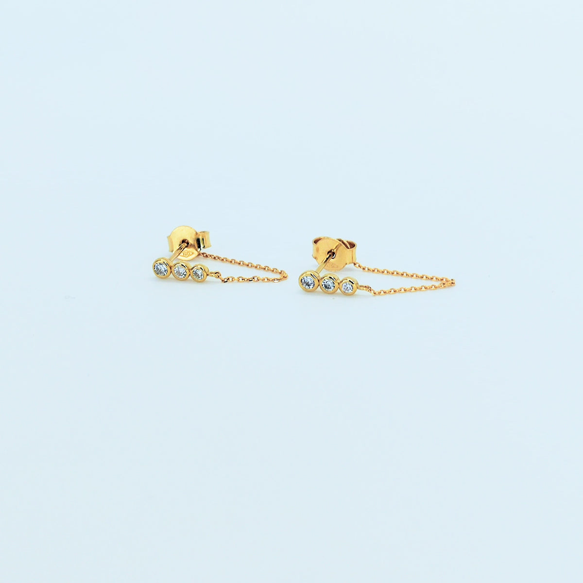 Aros Cadena Triple Brillante Oro Amarillo 18K