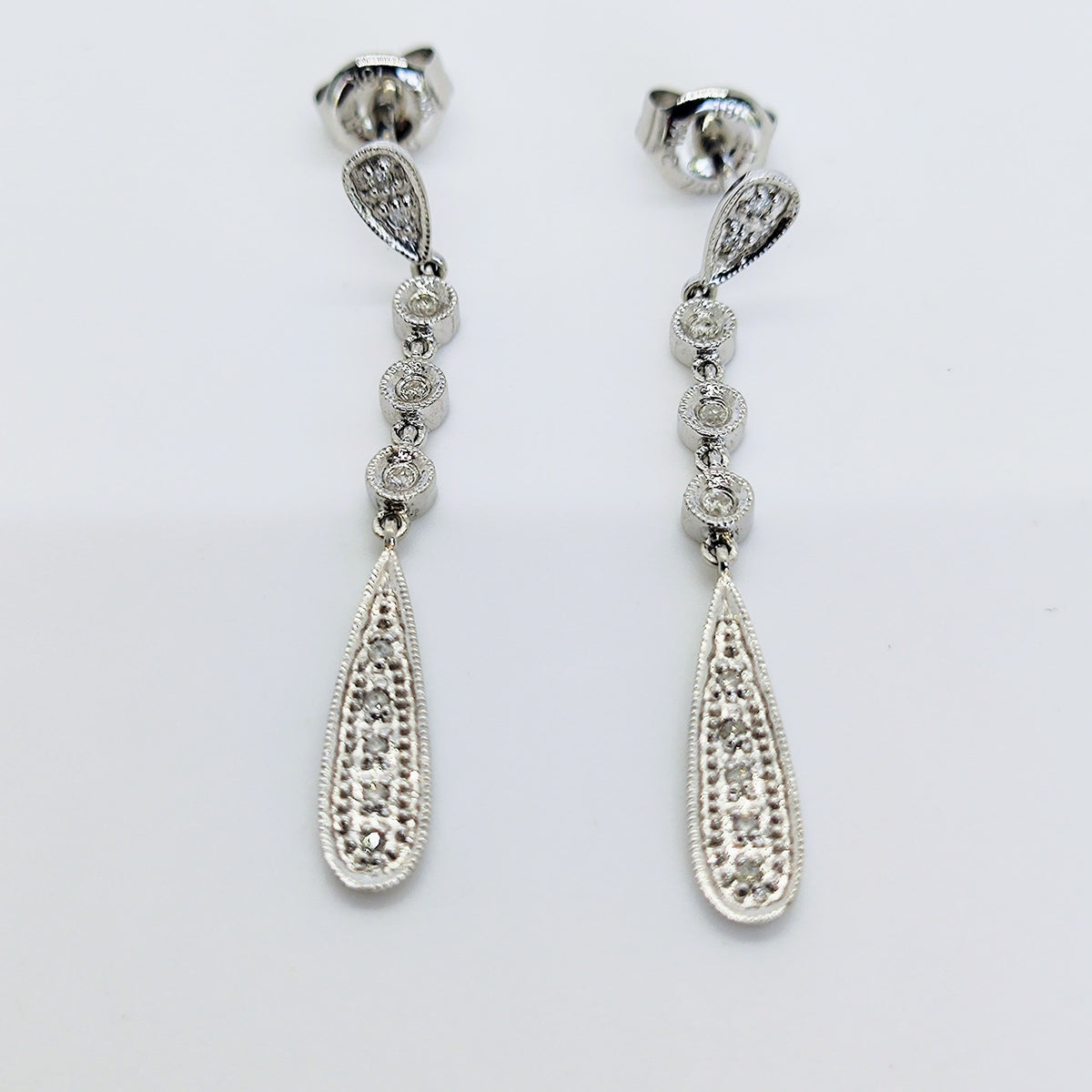 Aros Colgantes Oro Blanco y Brillantes