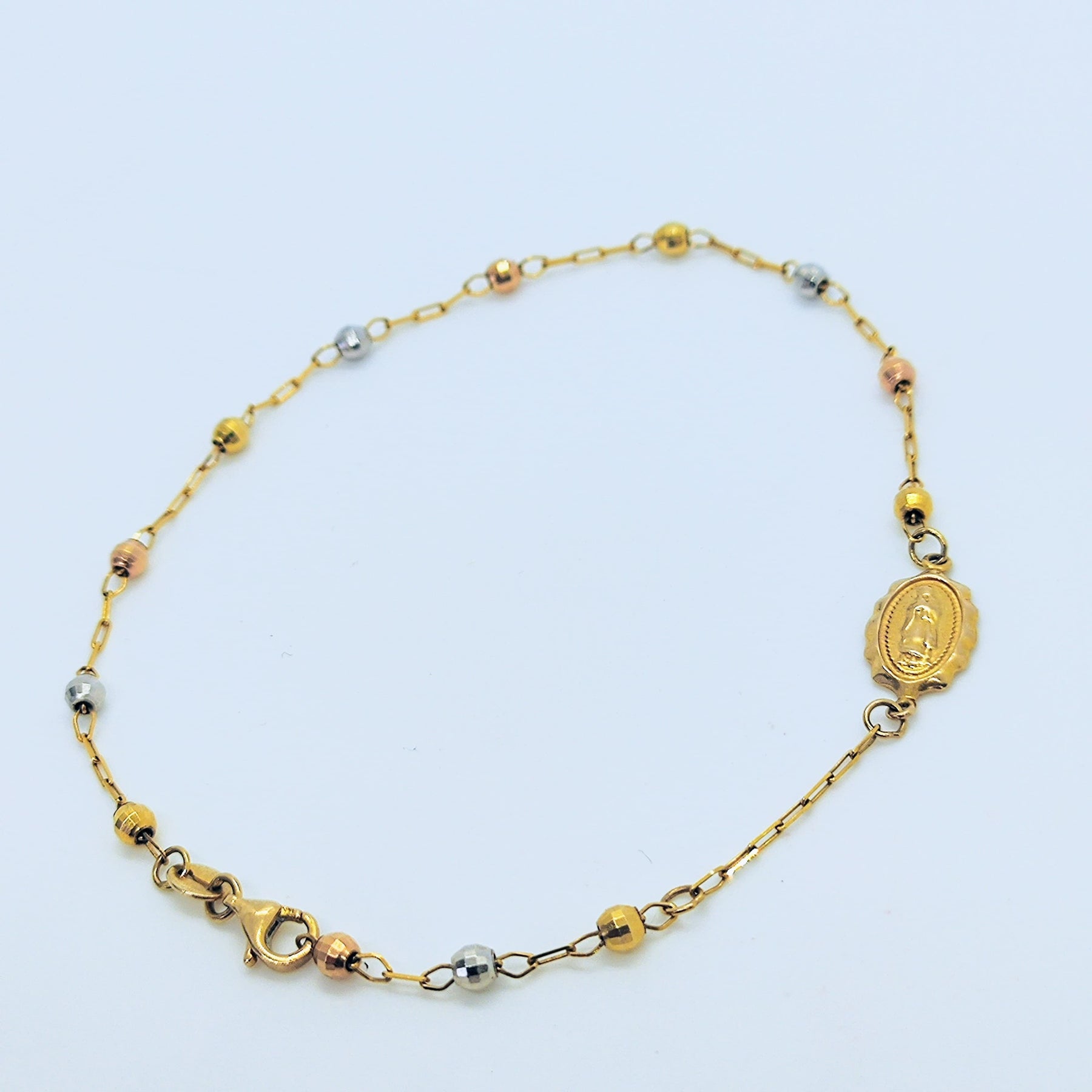 Pulsera Virgen Oro Amarillo Y Oro Blanco
