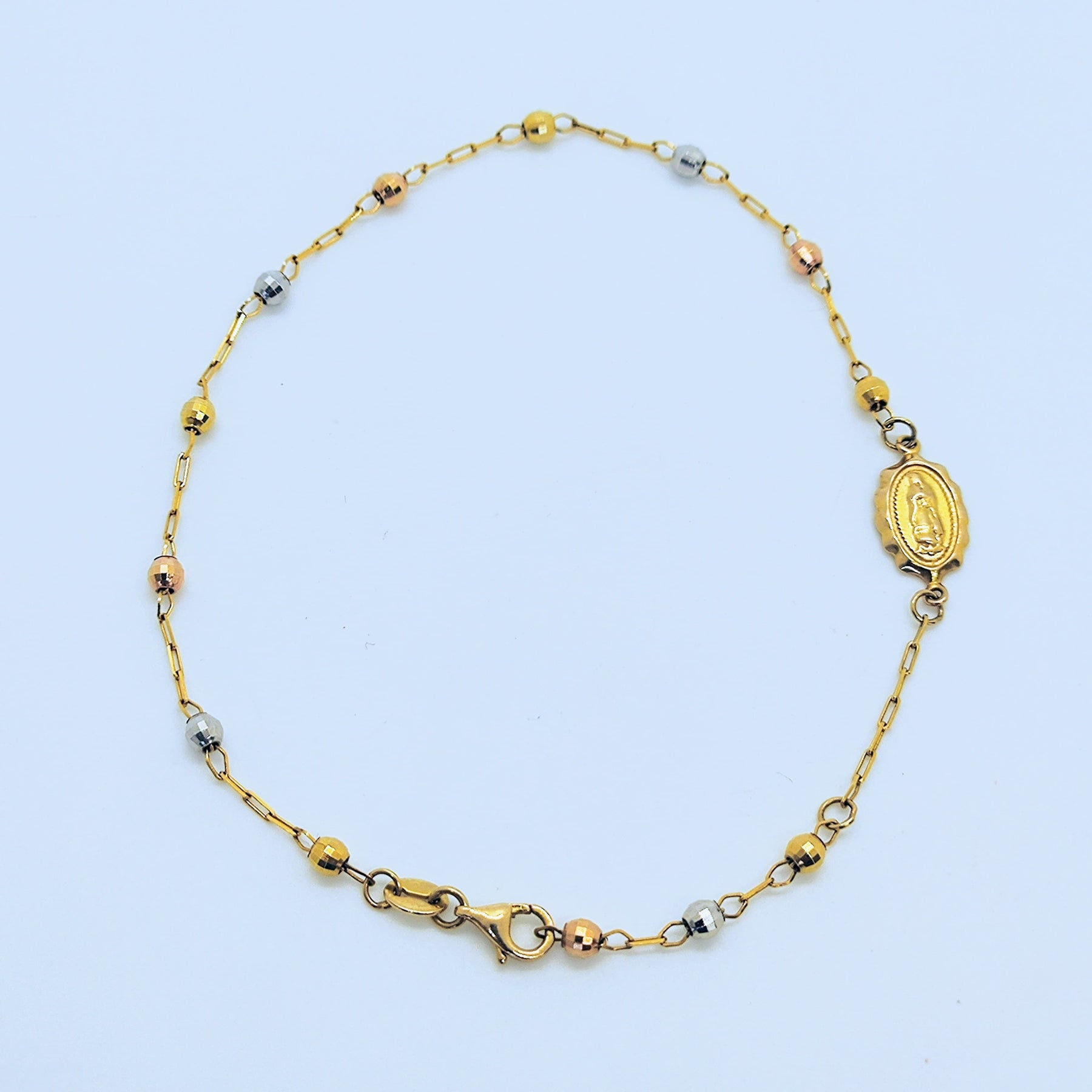 Pulsera Virgen Oro Amarillo Y Oro Blanco