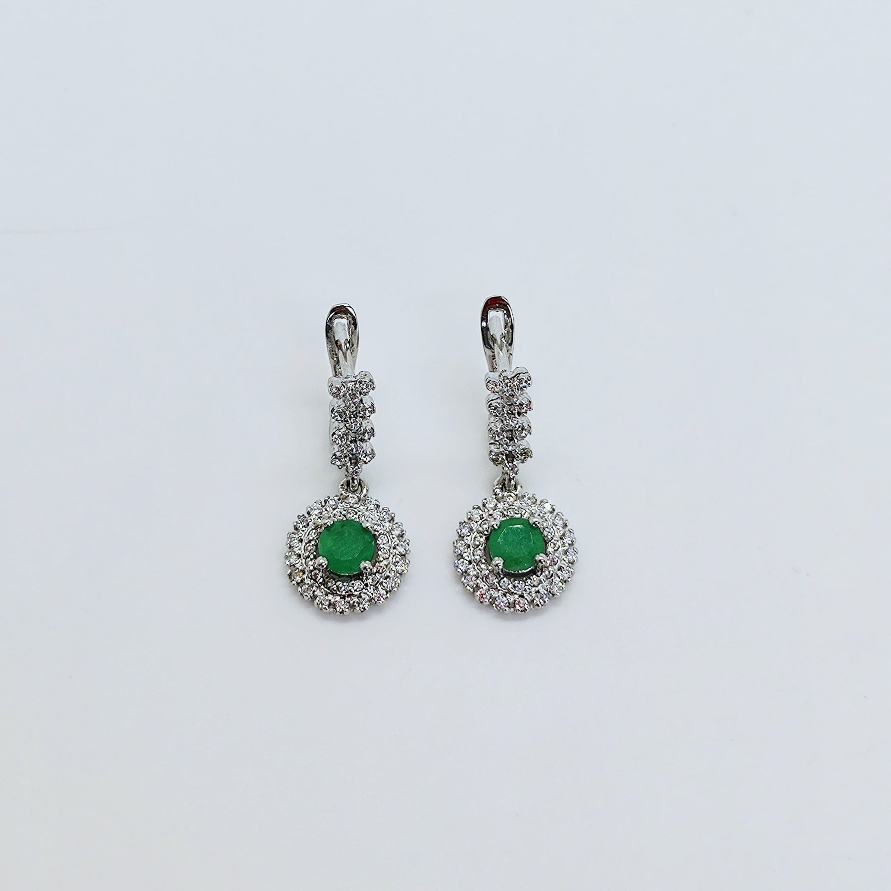 Aros Plata Rodinada Esmeralda y Circones