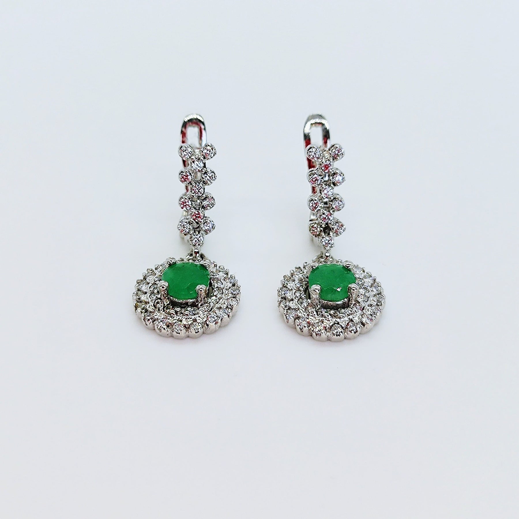 Aros Plata Rodinada Esmeralda y Circones