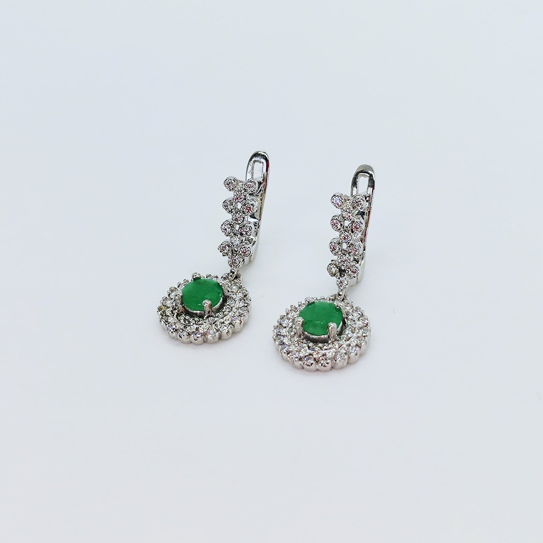 Aros Plata Rodinada Esmeralda y Circones
