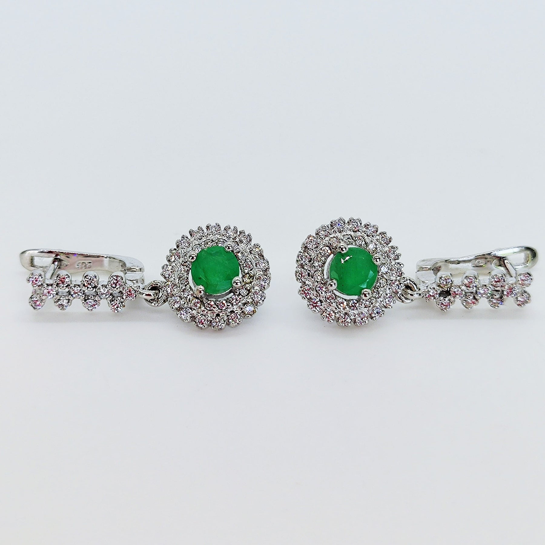 Aros Plata Rodinada Esmeralda y Circones