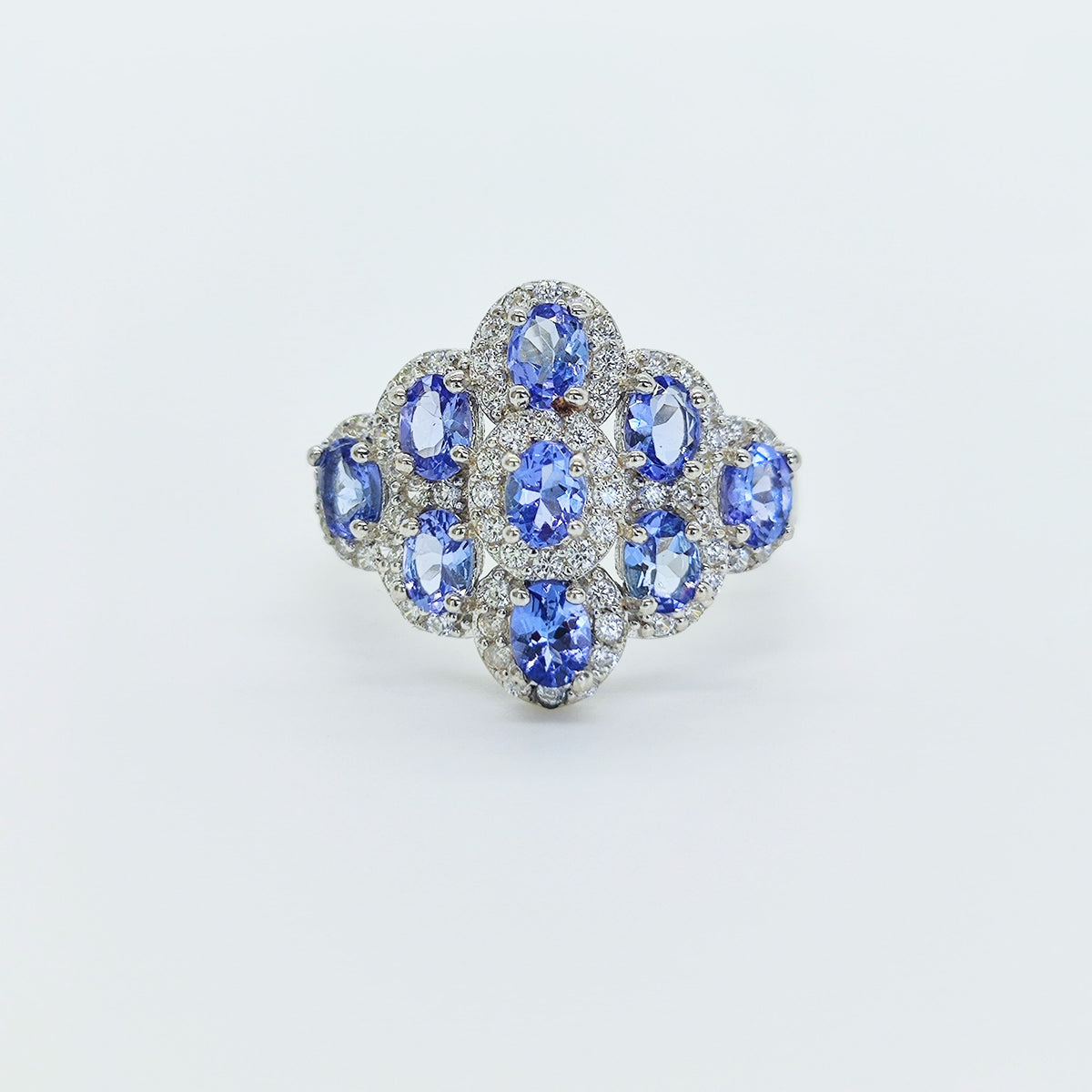 Anillo Plata Rodinada 9 Tanzanitas