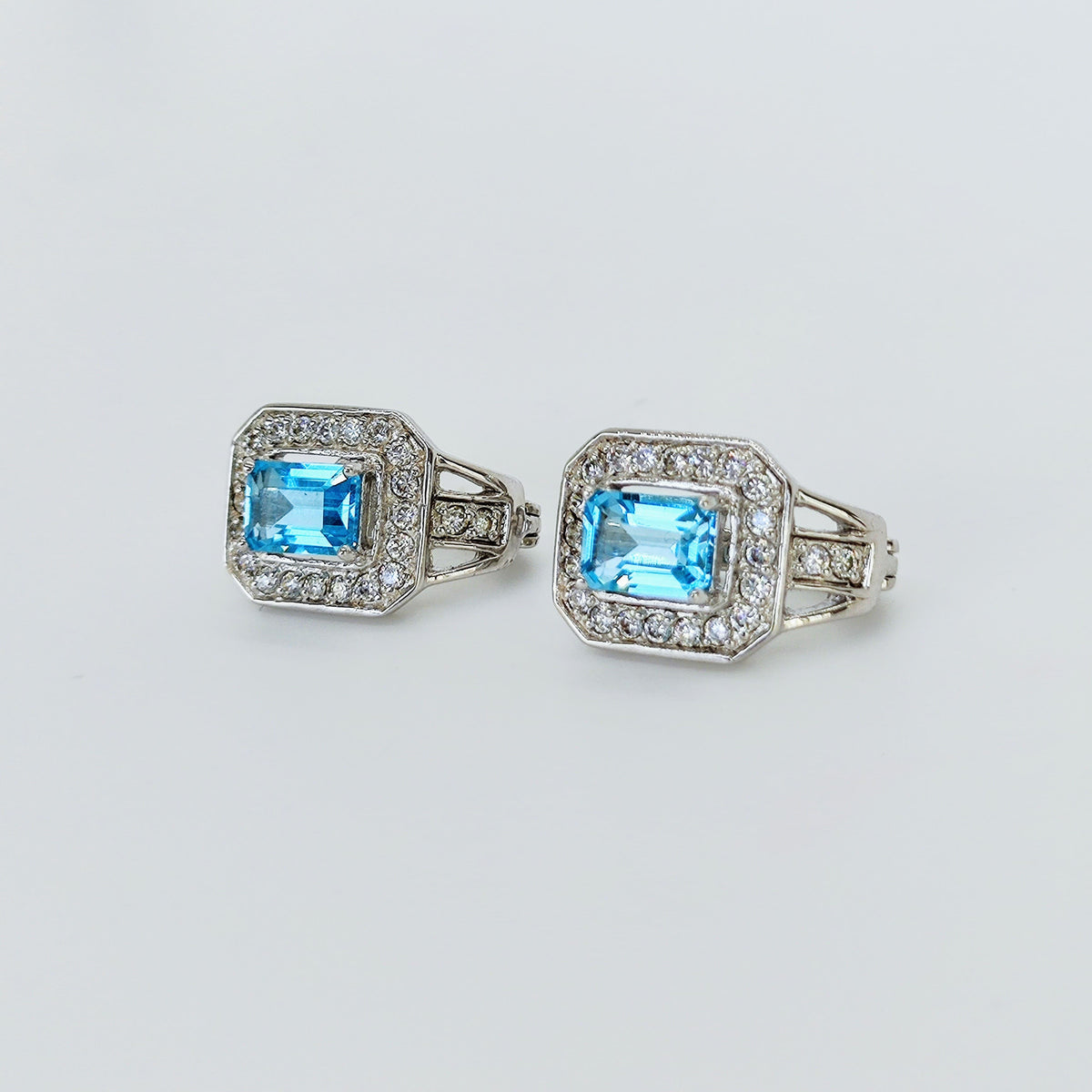 Aros Rectangulares Plata Rodinada Topacio y Circones