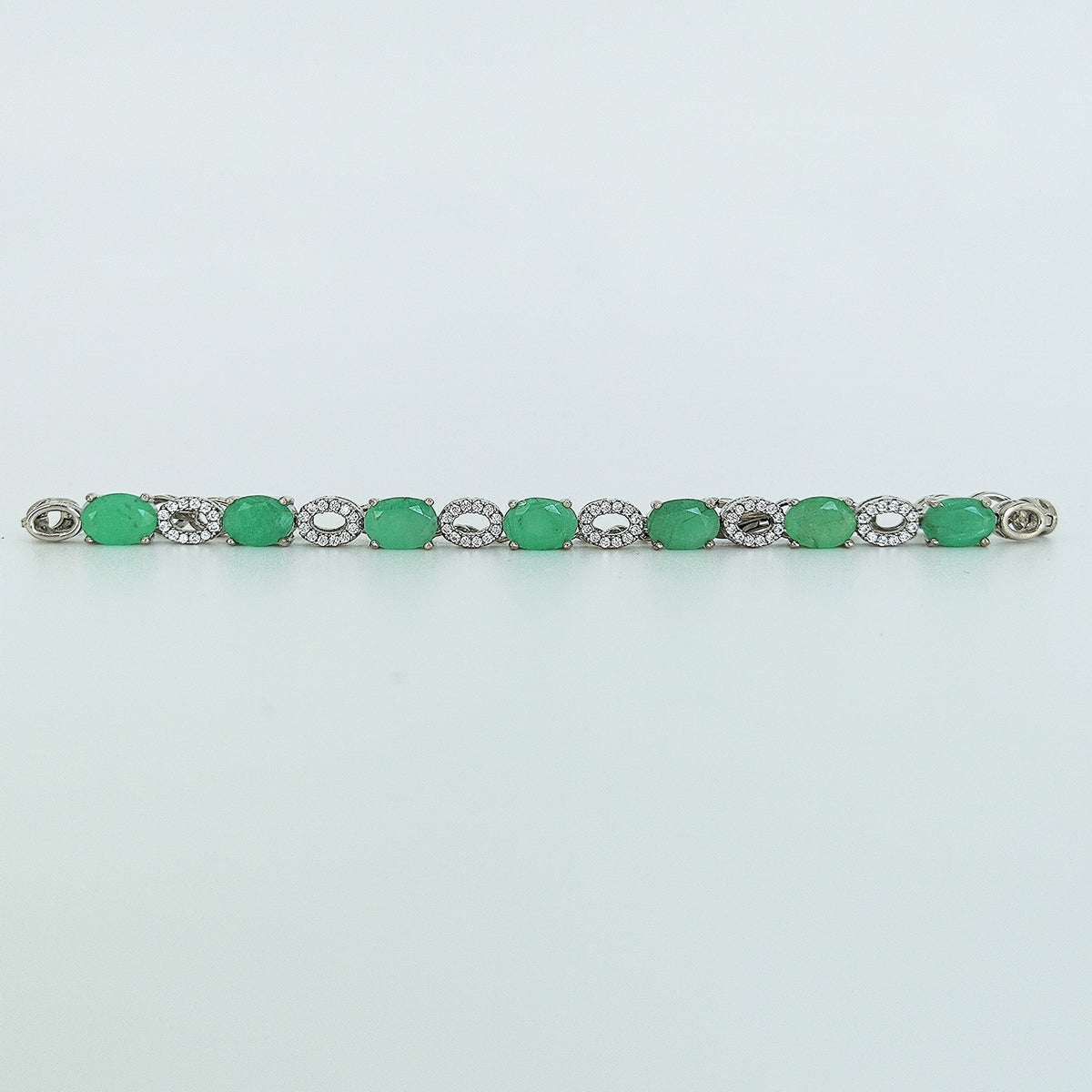 Pulsera Plata Rodinada Esmeraldas Y Circones