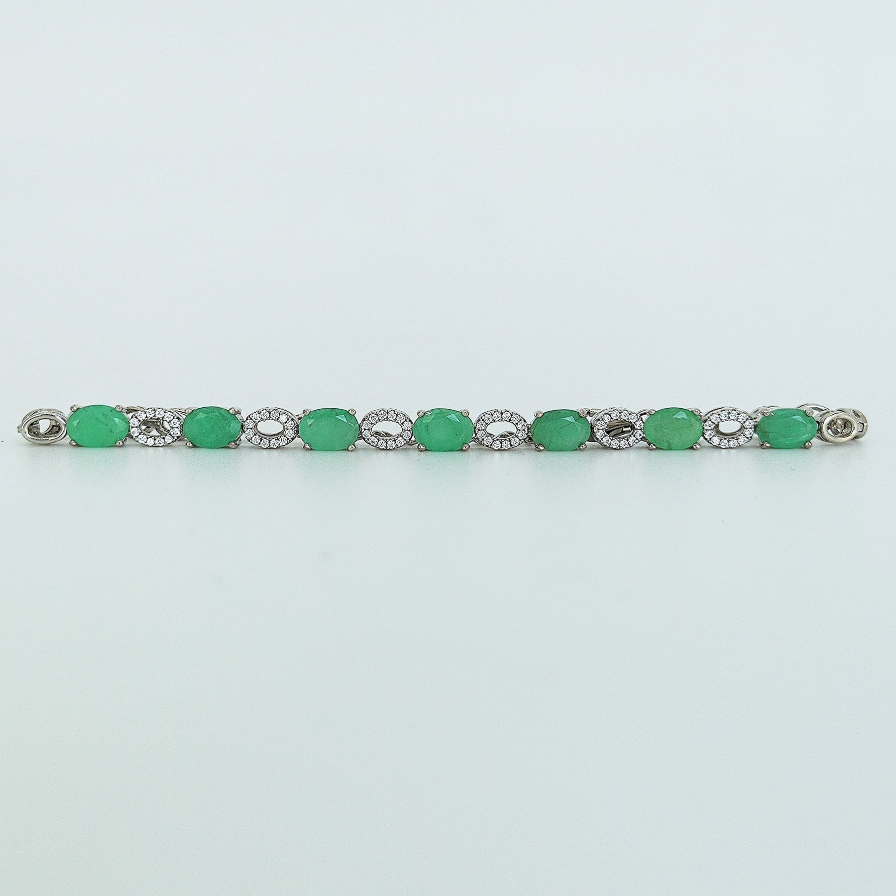 Pulsera Plata Rodinada Esmeraldas Y Circones