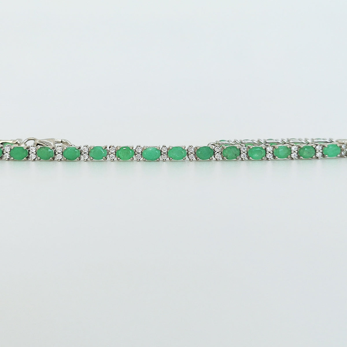 Pulsera Plata Rodinada Esmeraldas