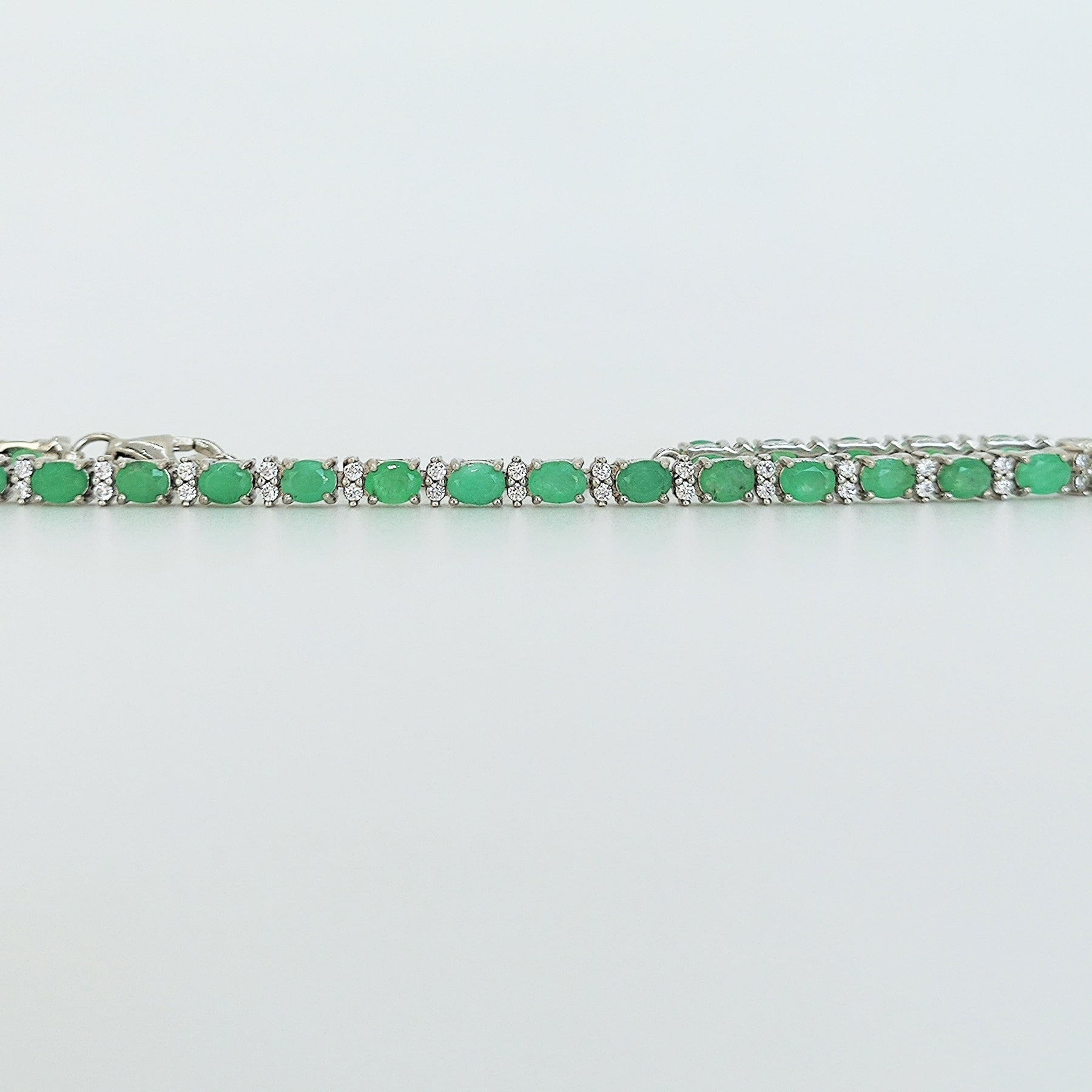 Pulsera Plata Rodinada Esmeraldas
