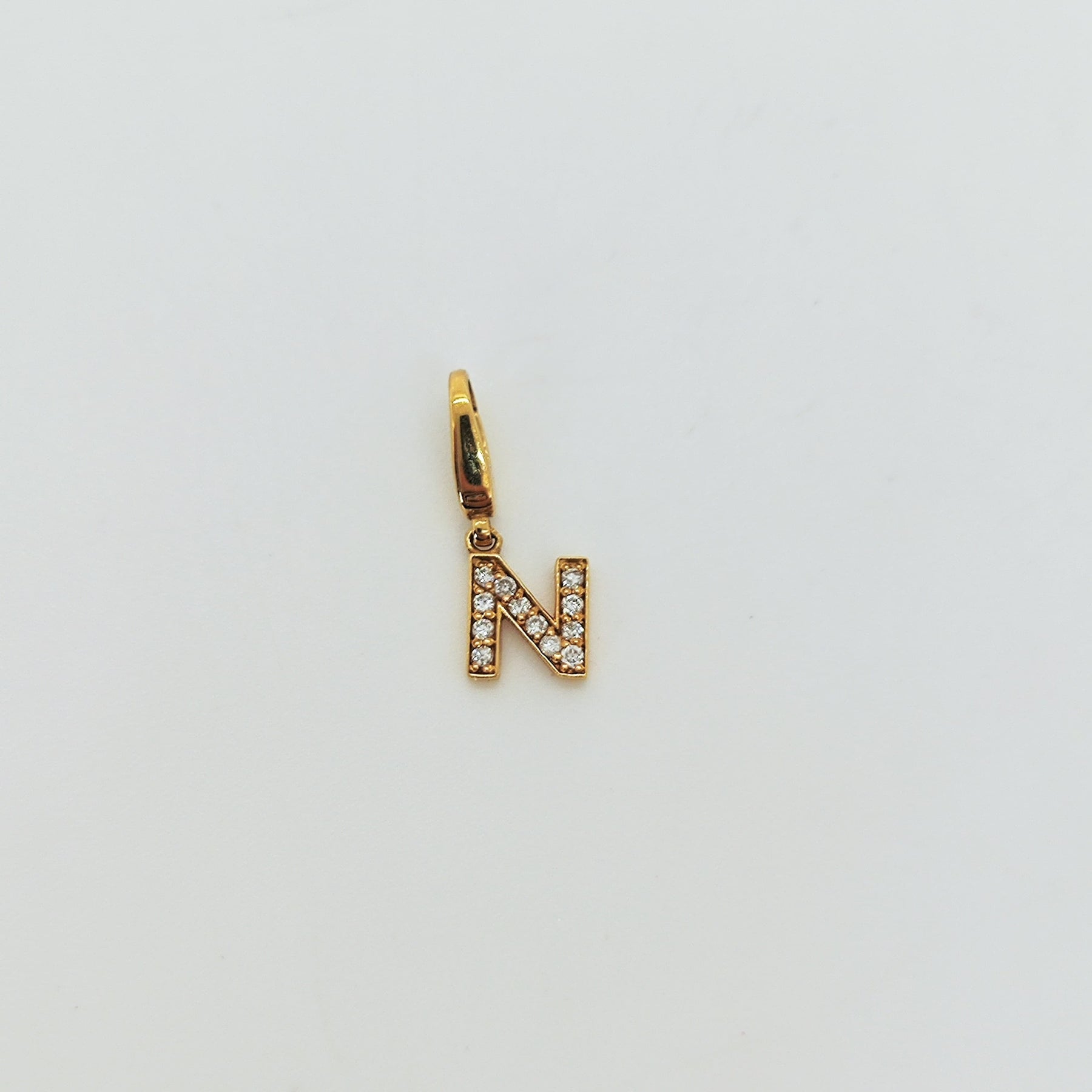 Charm Letra N Oro Amarillo Y Brillantes