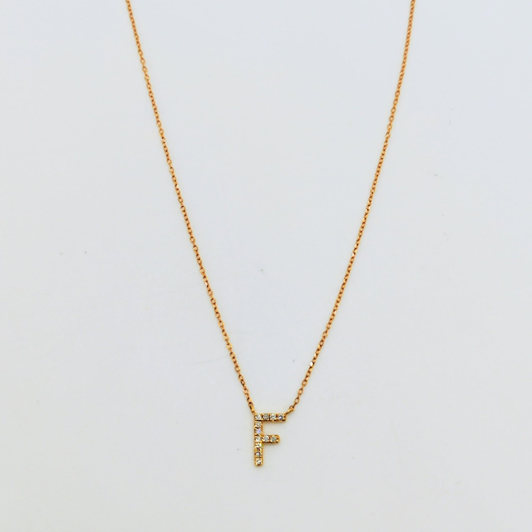 Collar Letra "F" Oro Amarillo 18 Kilates Y Diamantes
