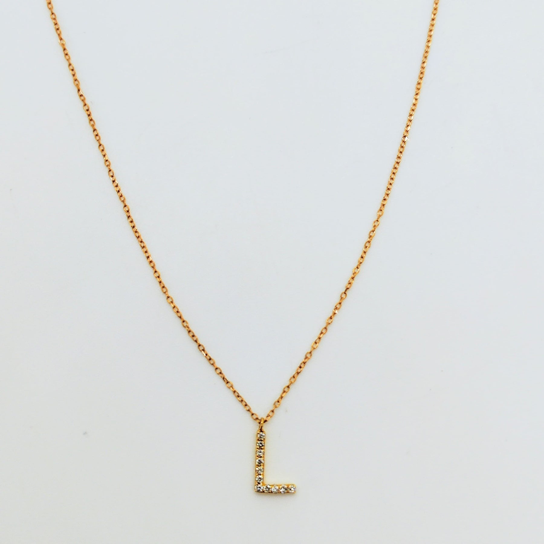 Collar Letra "L" Oro Amarillo 18K Y Brillantes