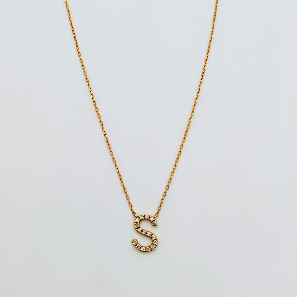 Collar Letra "S" Oro Amarillo 18 Kilates Y Diamantes