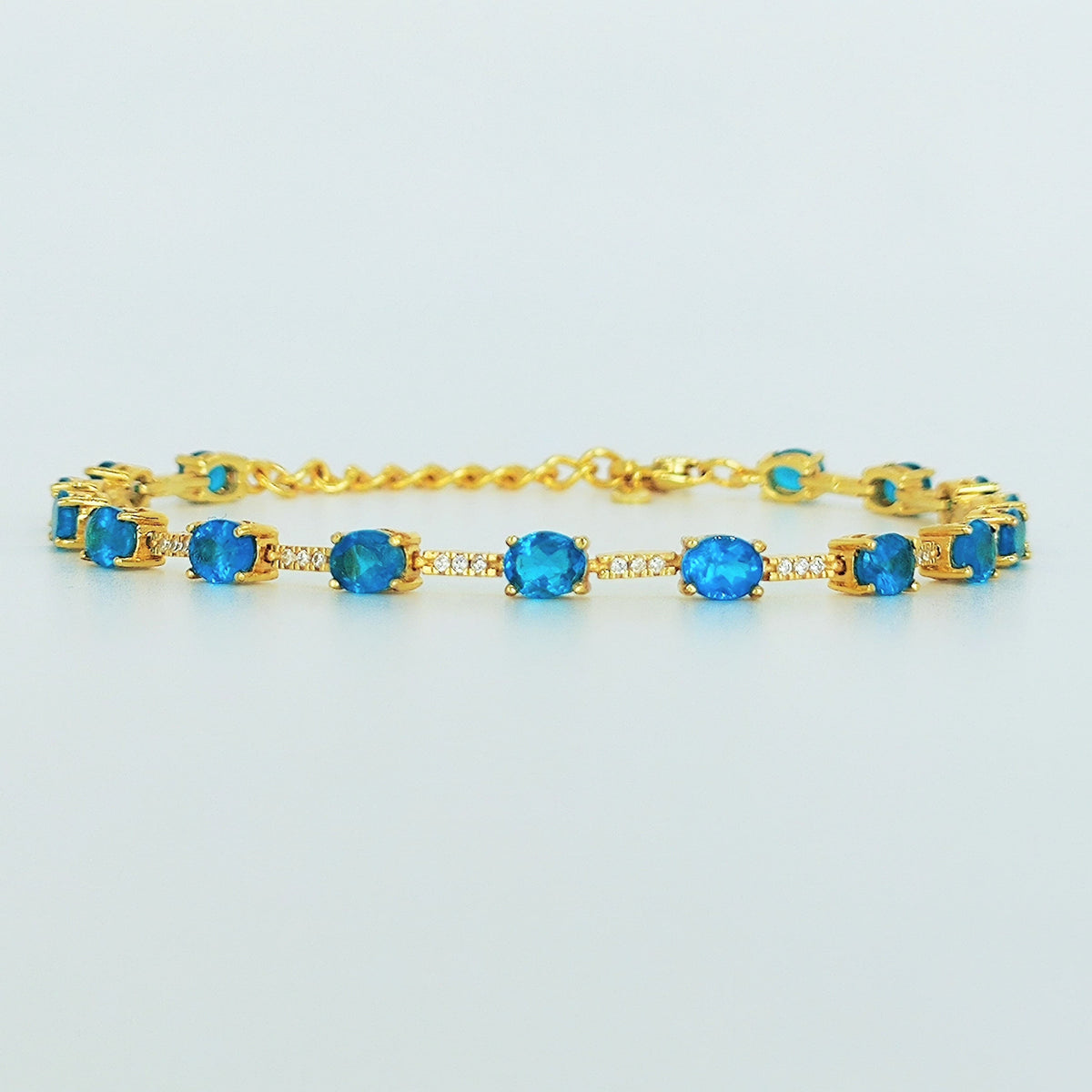 Pulsera Enchapada En Oro Topacios