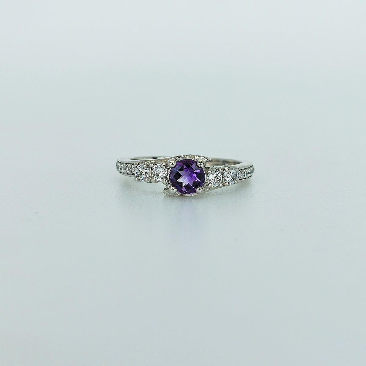 Solitario Amatista Plata Rodinada