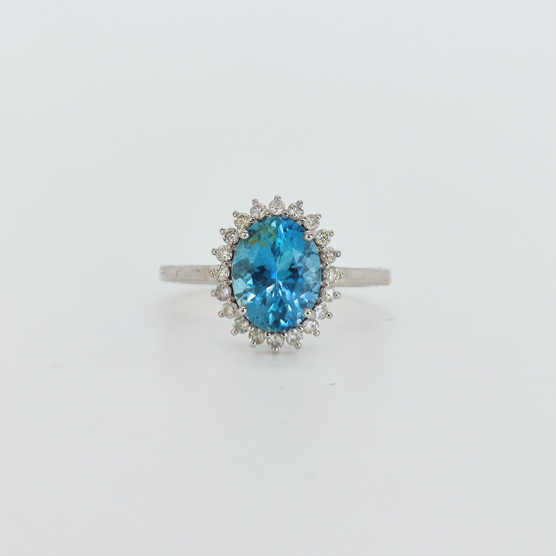 Anillo Lady Di Aguamarina Oro Blanco 18K