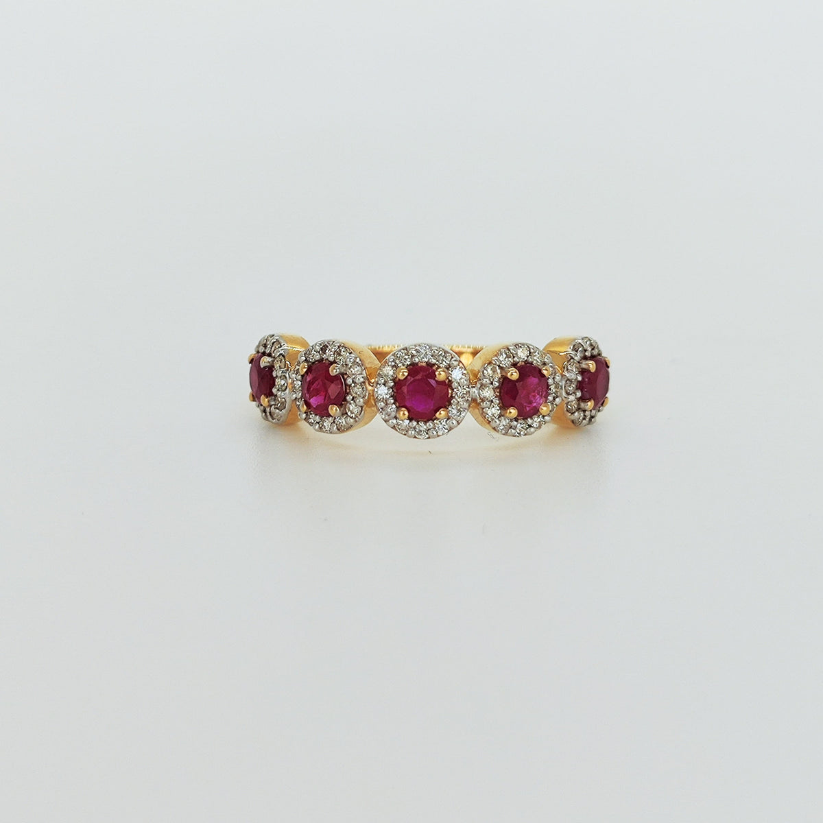 Quintillo Rubíes y Brillantes Oro Amarillo 18K