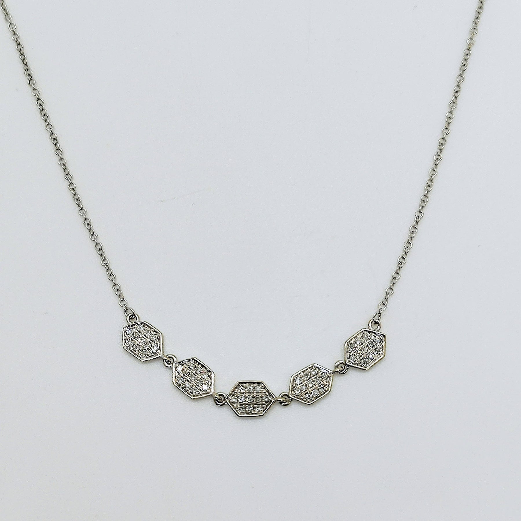 Collar Eslabones Moderno Con Diamante Oro Blanco