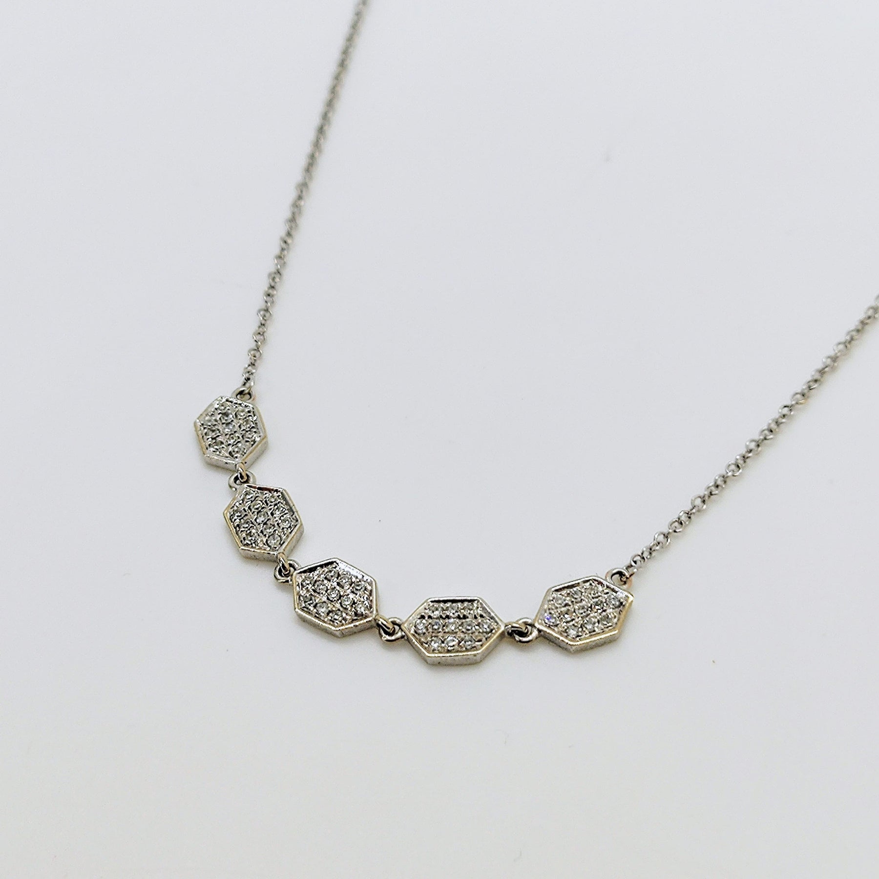 Collar Eslabones Moderno Con Diamante Oro Blanco