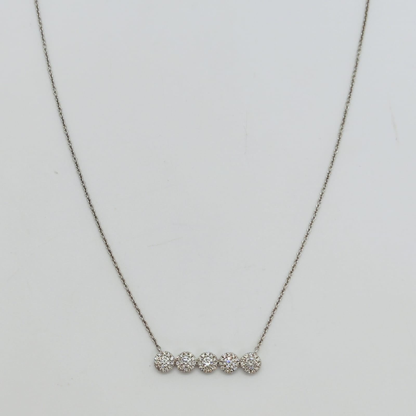 Collar Eslabones Circulares Con Diamantes Oro Blanco 18K