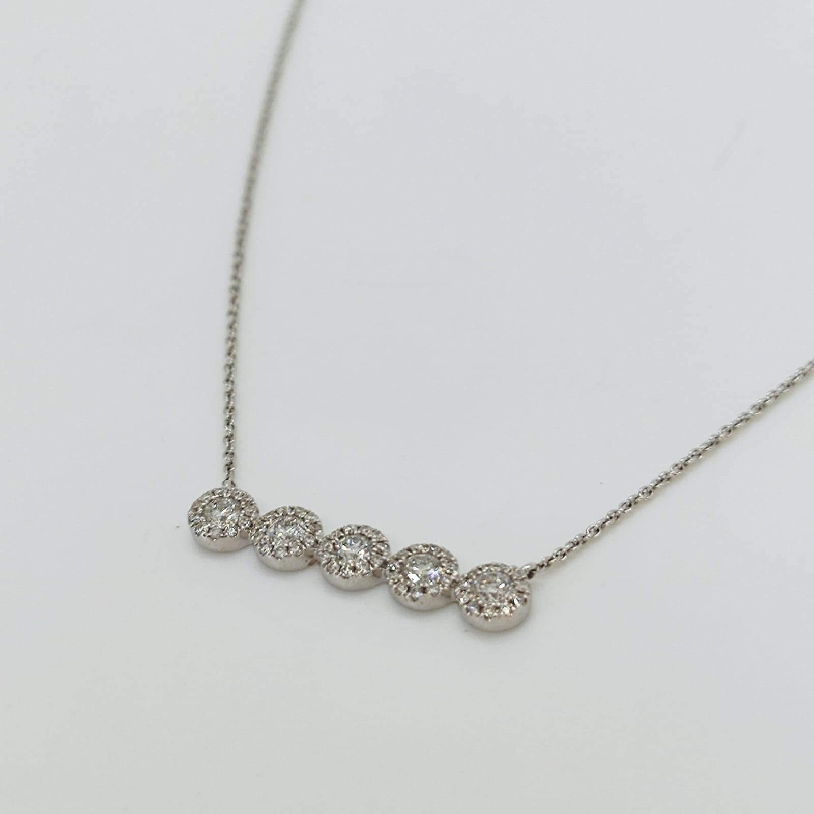 Collar Eslabones Circulares Con Diamantes Oro Blanco 18K