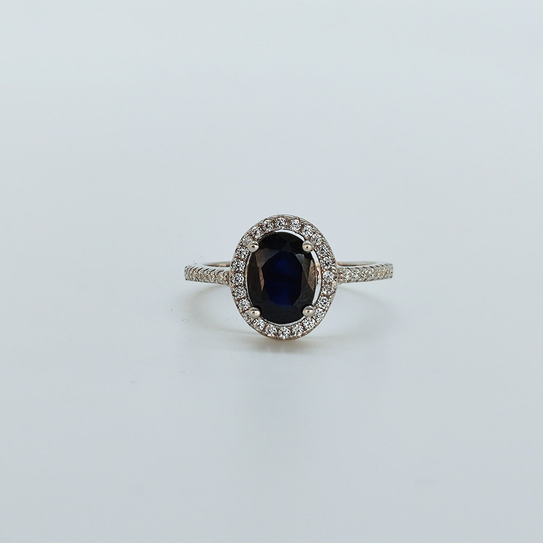 Anillo Lady Di Zafiro Plata Rodinada