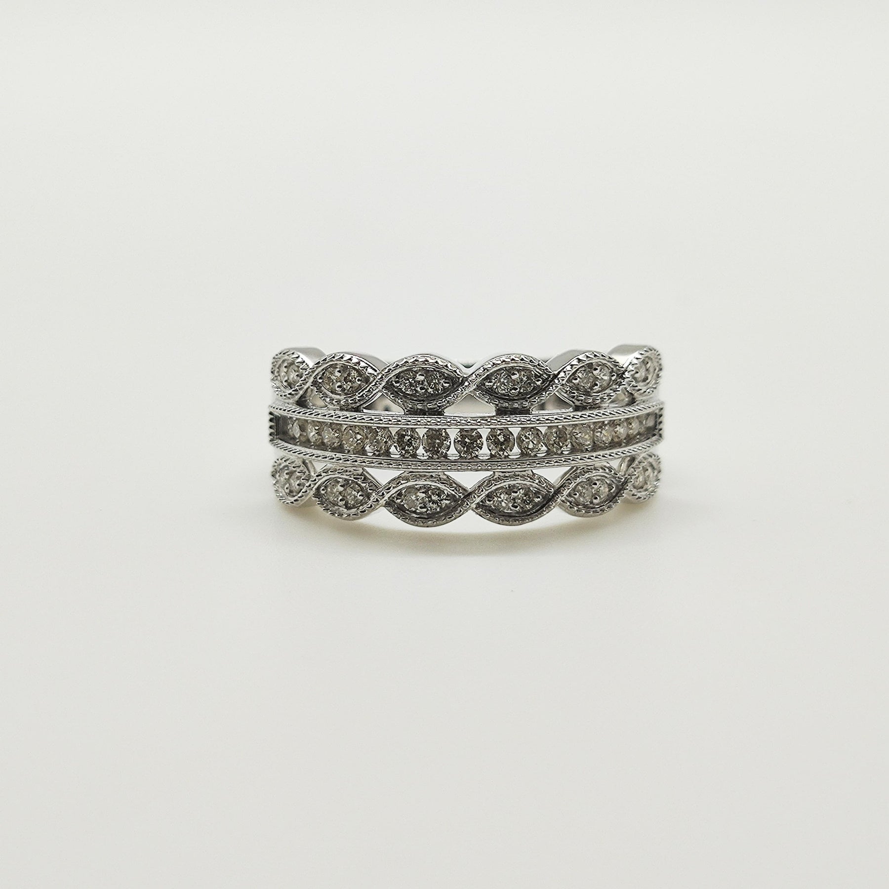 Anillo Oro Blanco Ojos De Brillantes