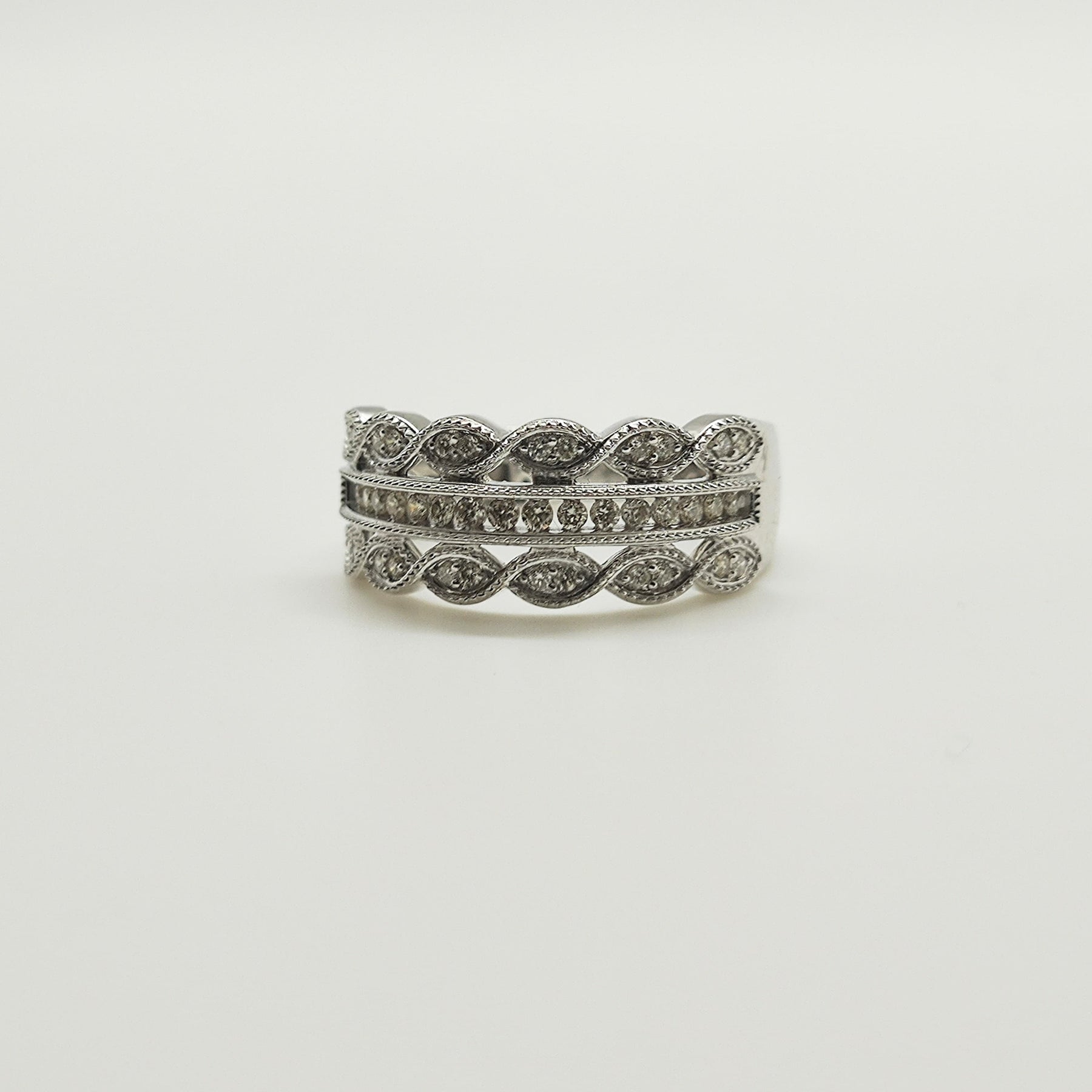 Anillo Oro Blanco Ojos De Brillantes