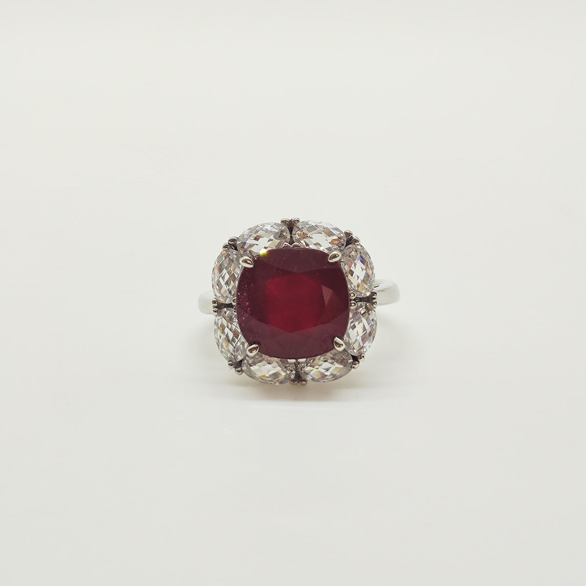 Anillo Maxi Rubí Plata Rodinada