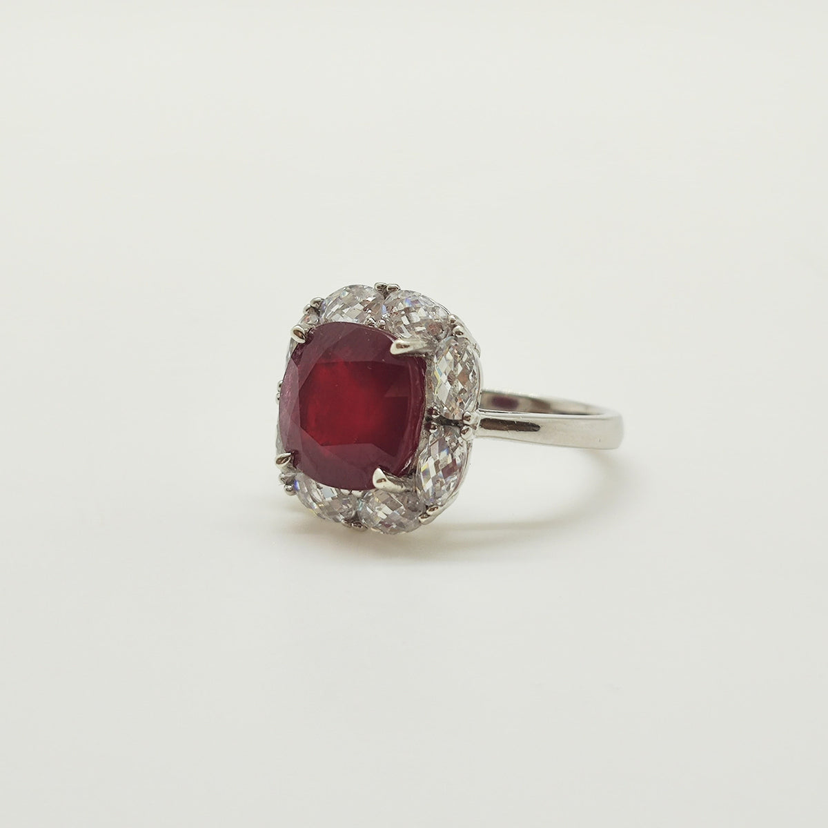 Anillo Maxi Rubí Plata Rodinada