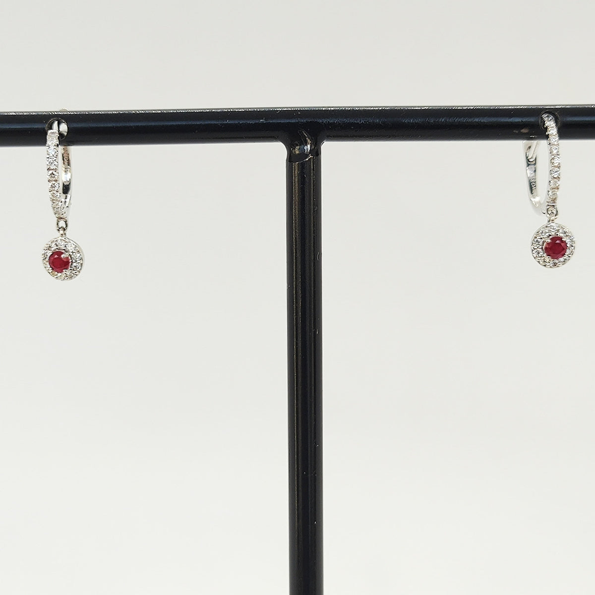 Aros Colgante Rubí Y Brillantes Oro Blanco 18K