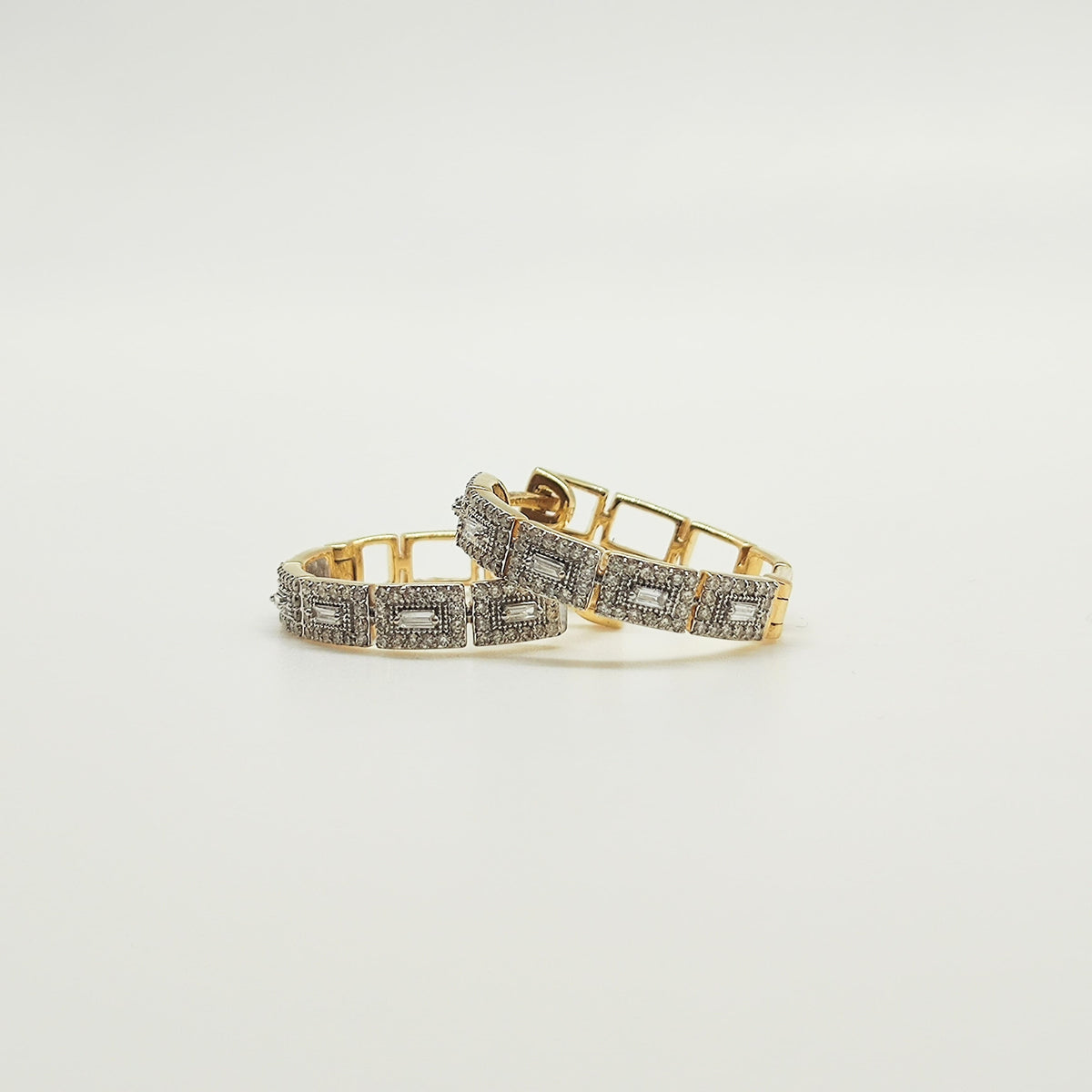 Argollas Eslabones Diamantes Baguette