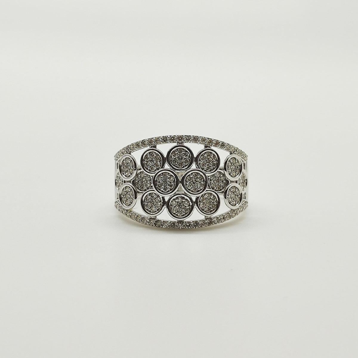 Maxi Anillo Circulos De Brillantes Oro Blanco