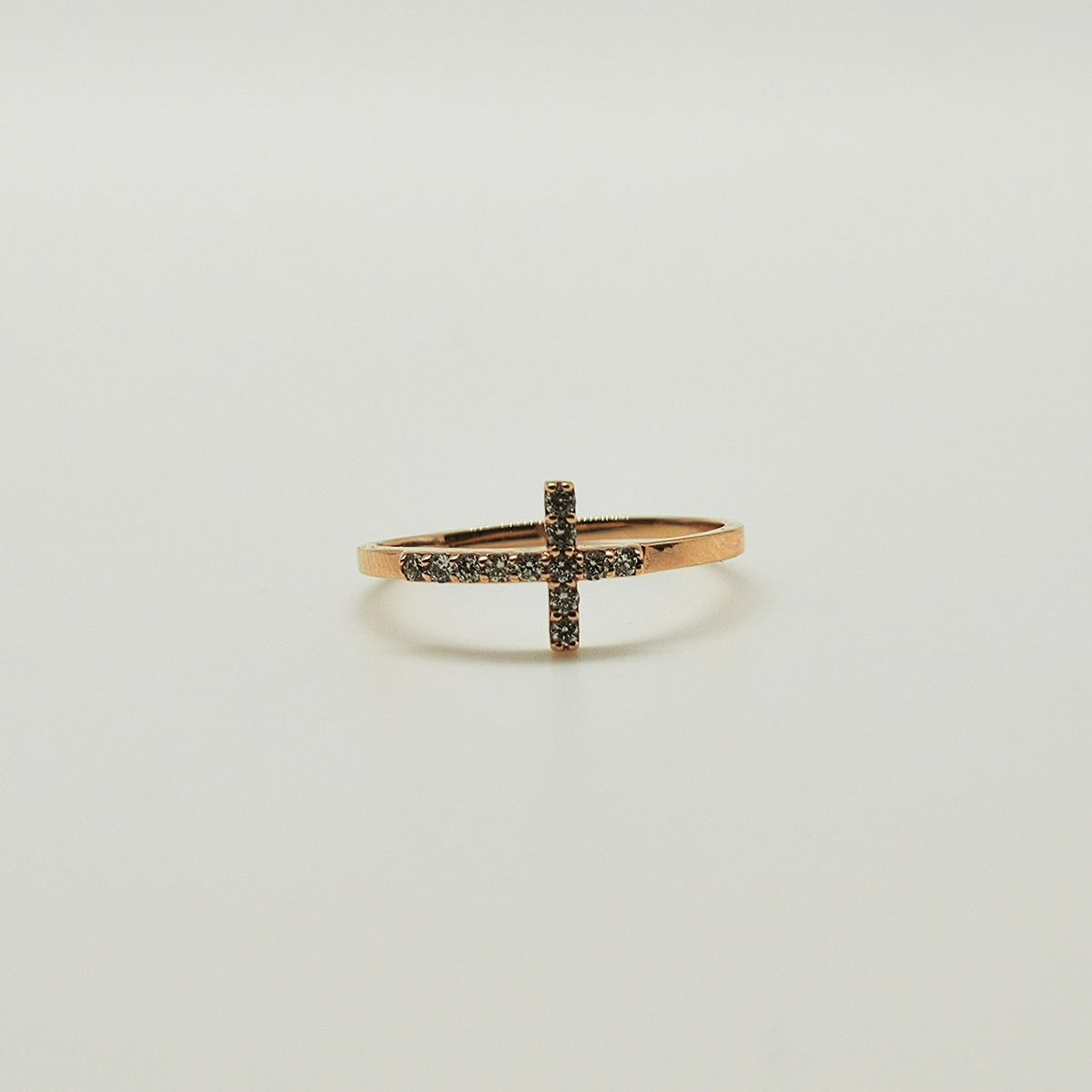 Anillo Cruz Oro Rosado 18K