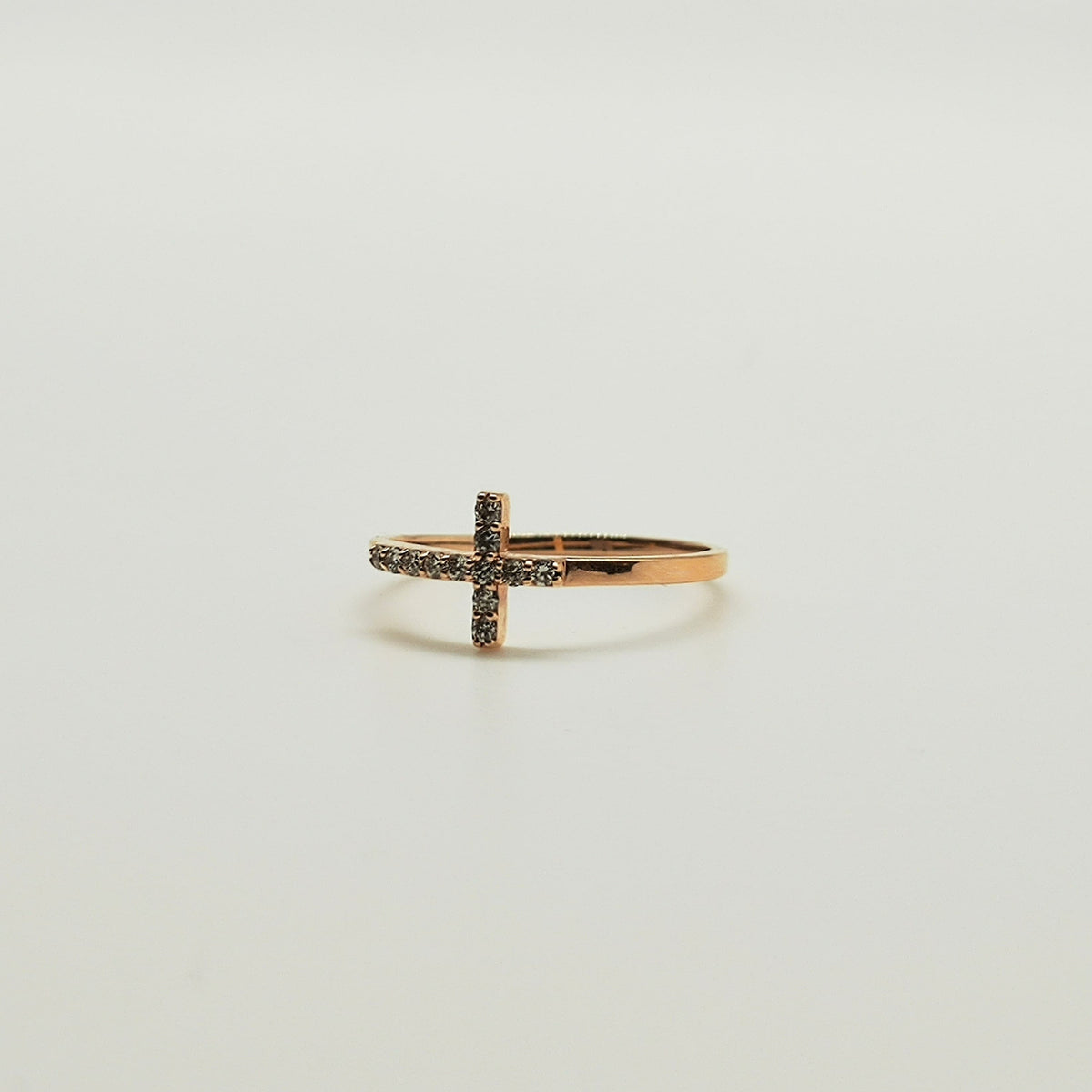 Anillo Cruz Oro Rosado 18K