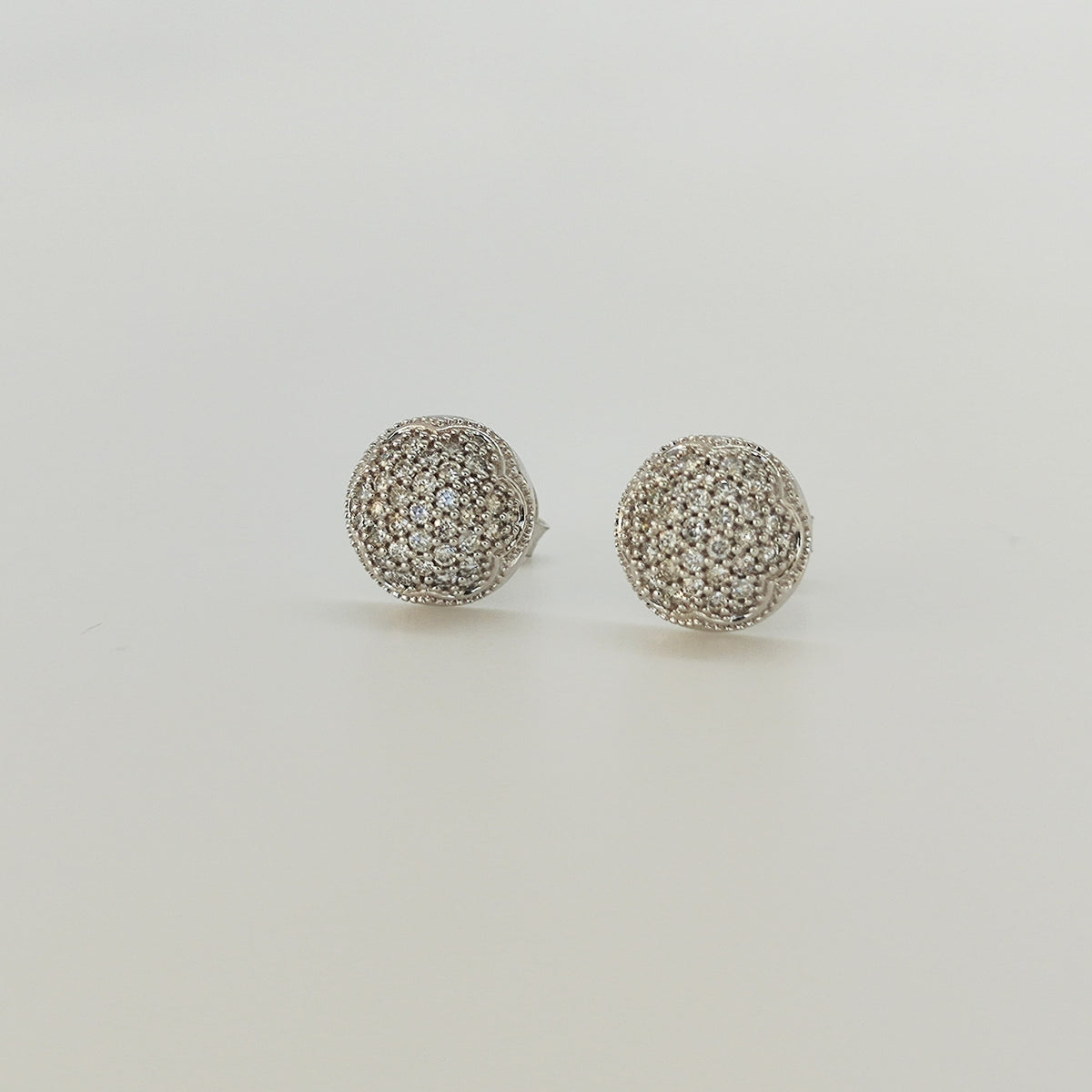 Aros Roseta De Brillantes Oro Blanco 18K