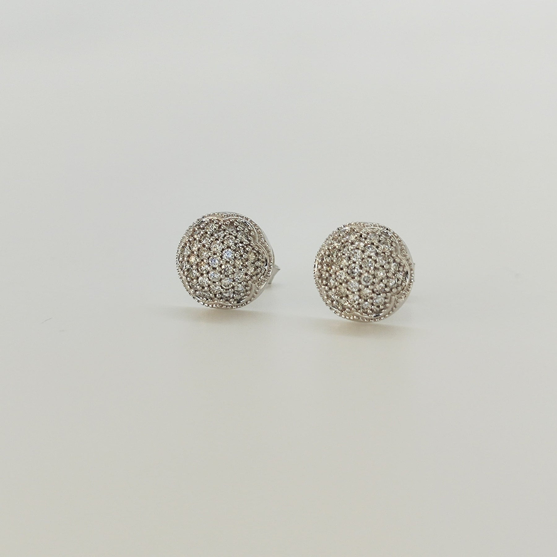 Aros Roseta De Brillantes Oro Blanco 18K