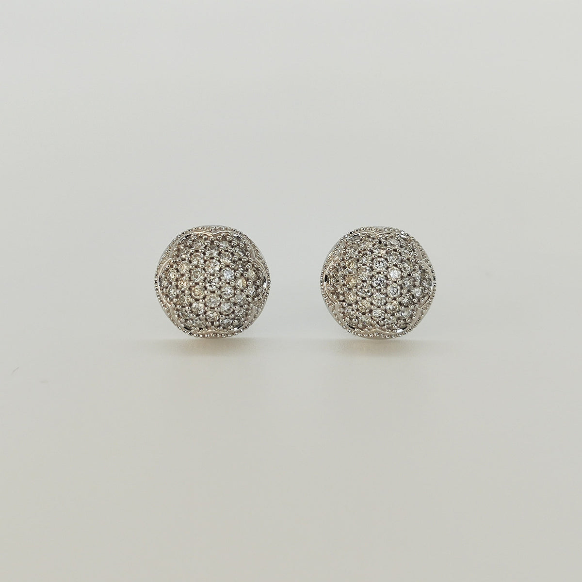 Aros Roseta De Brillantes Oro Blanco 18K