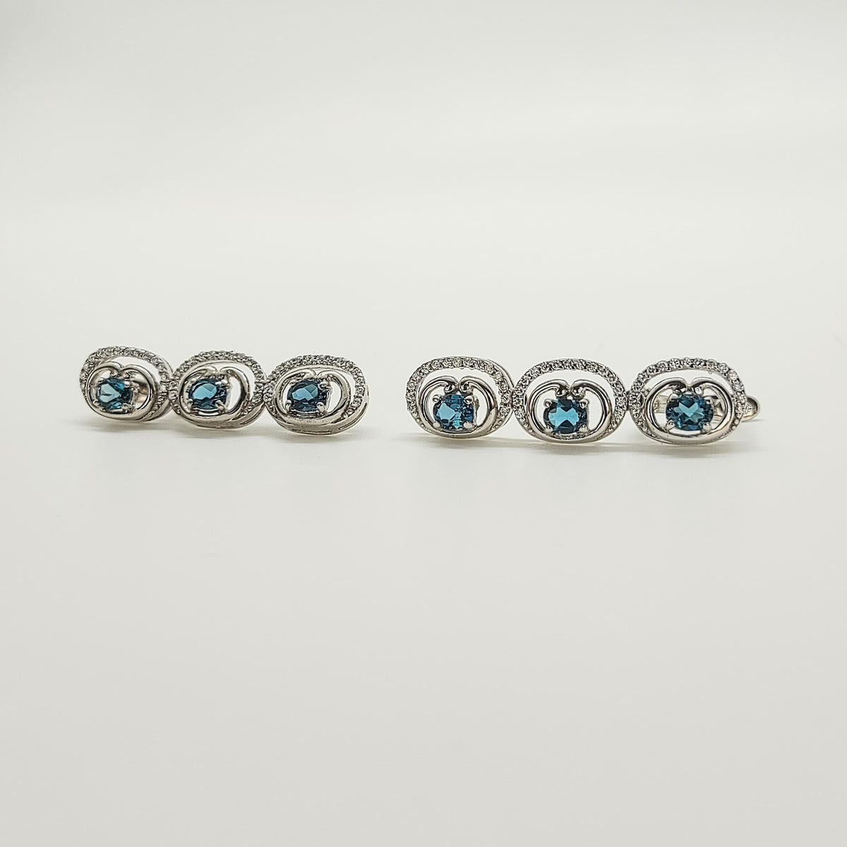 Aros Plata Rodinada Colgante Ojos De Topacios