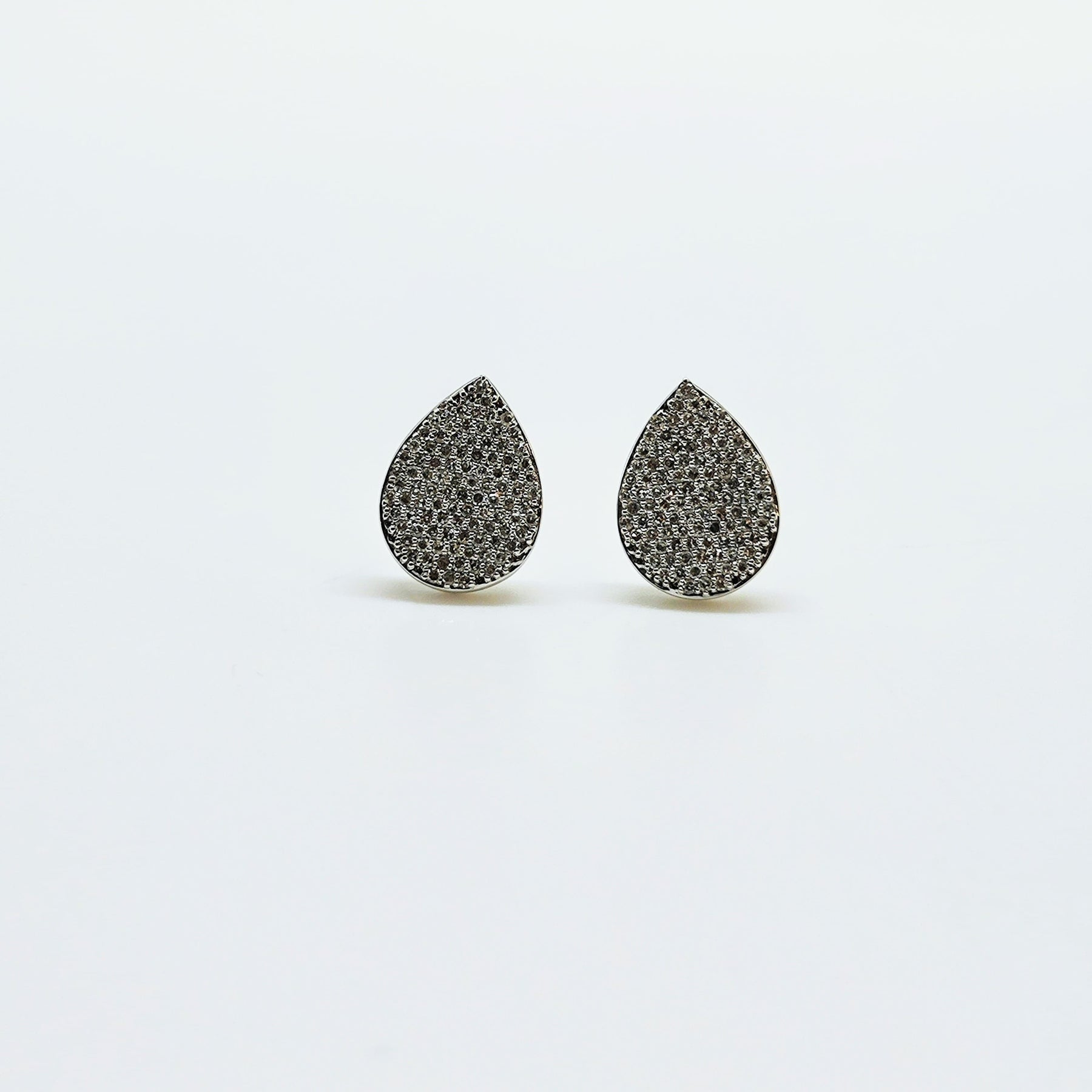 Aros Gota De Brillantes Oro Blanco 18K