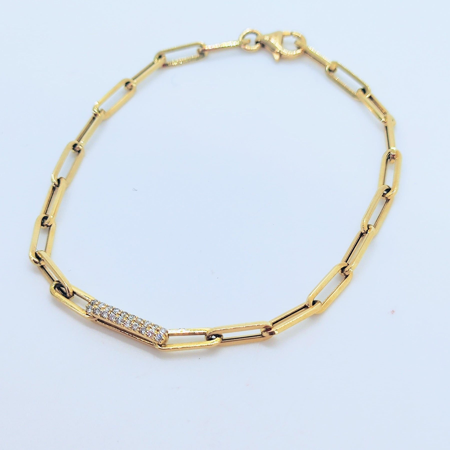 Pulsera Paperclip Oro Amarillo 18K Brillantes