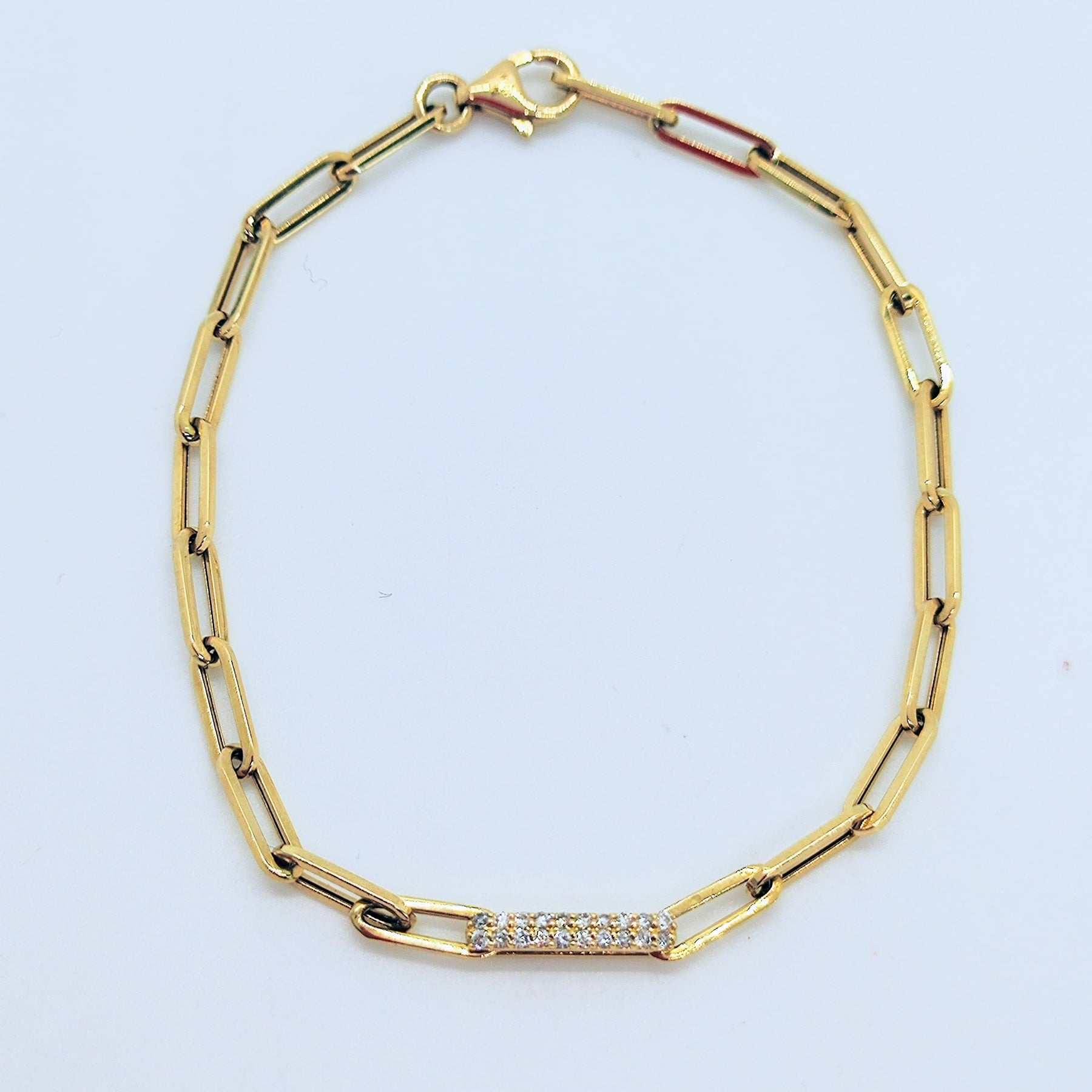 Pulsera Paperclip Oro Amarillo 18K Brillantes