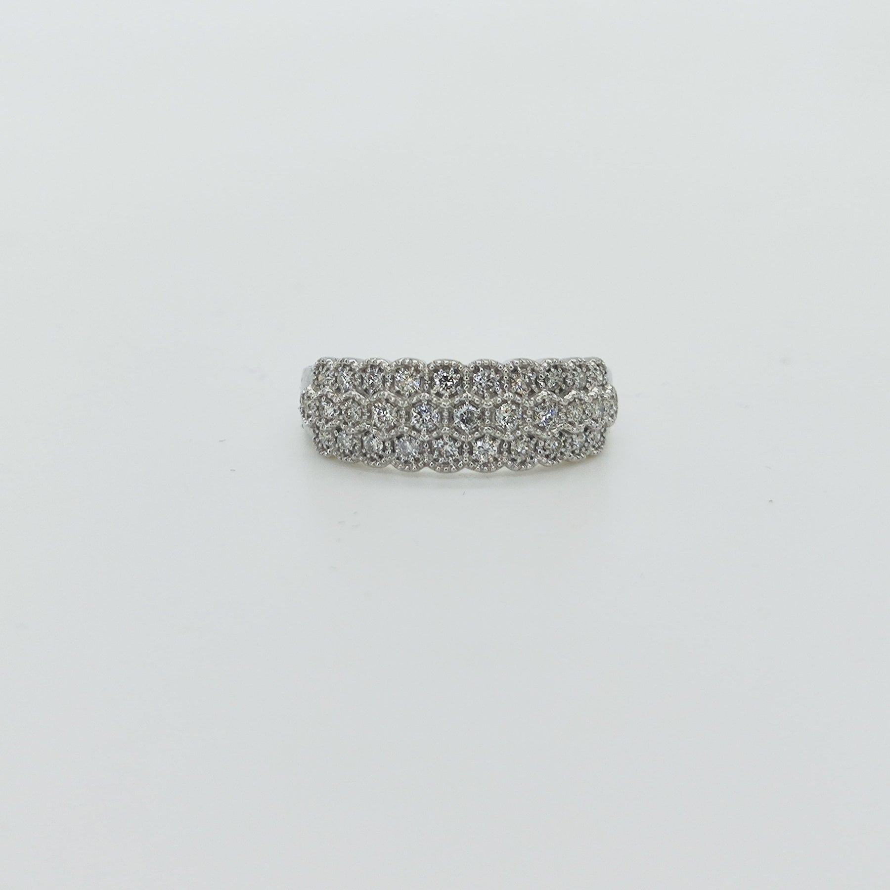 Anillo Panal De Abeja Oro Blanco